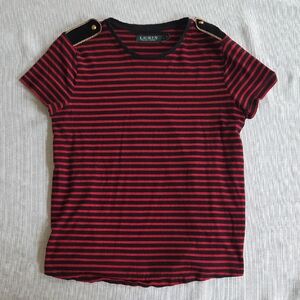 Lauren Ralph Lauren Red and Black Striped Top
